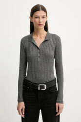 Tričko s dlouhým rukávem Marc O'Polo šedá barva, 600207855019