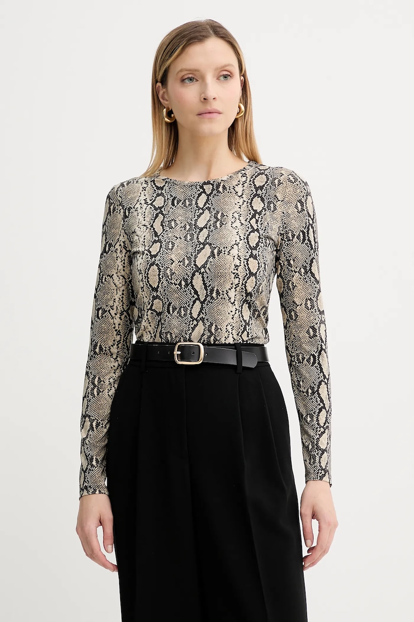 Tričko s dlouhým rukávem MICHAEL Michael Kors béžová barva, MT551STHMC