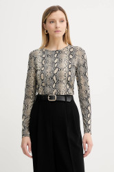 Tričko s dlouhým rukávem MICHAEL Michael Kors béžová barva, MT551STHMC