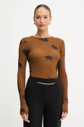 Tričko s dlouhým rukávem MM EFFETTO hnědá barva, 2526946037600