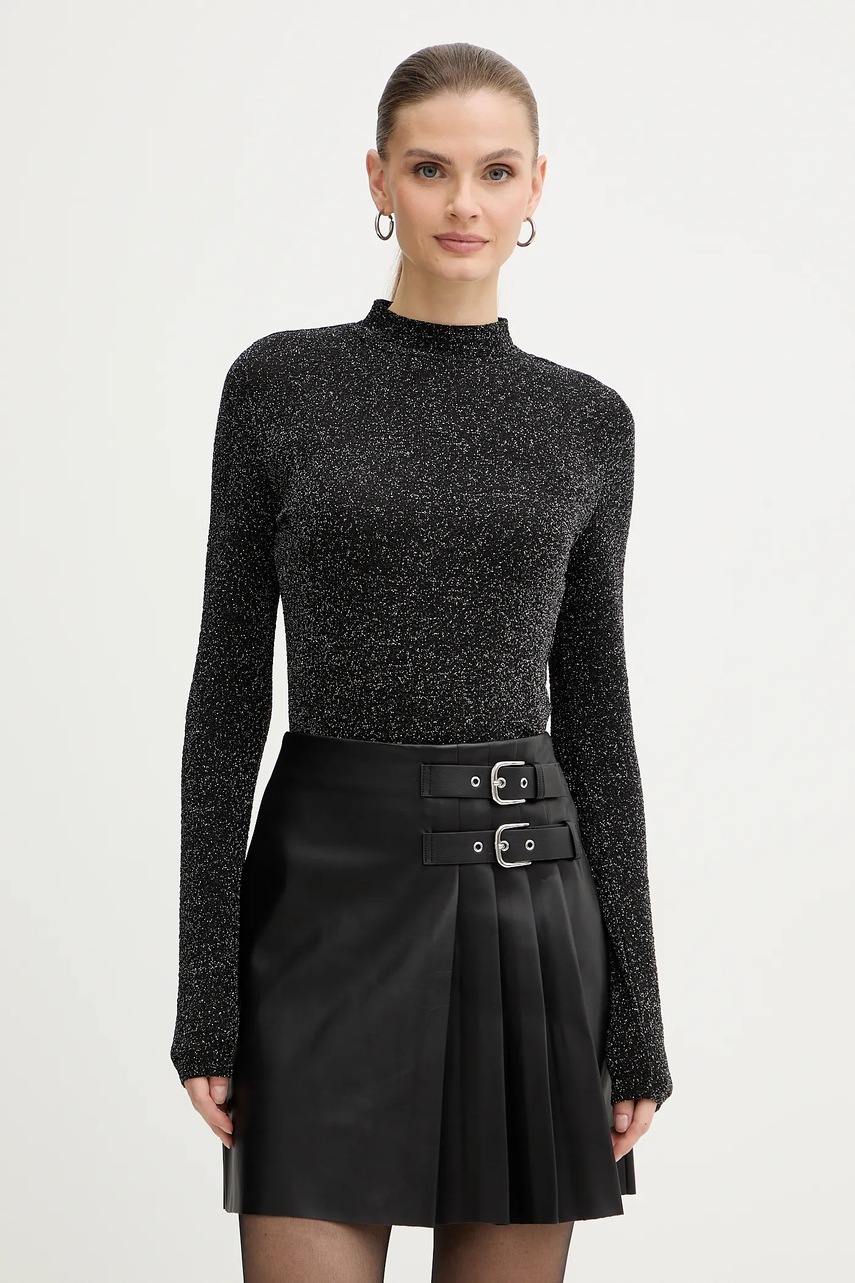 Tričko s dlouhým rukávem Morgan dámské, černá barva, s golfem, TBRIN