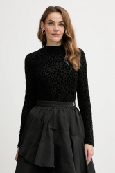 Tričko s dlouhým rukávem Morgan dámské, černá barva, s pologolfem, TWEEK