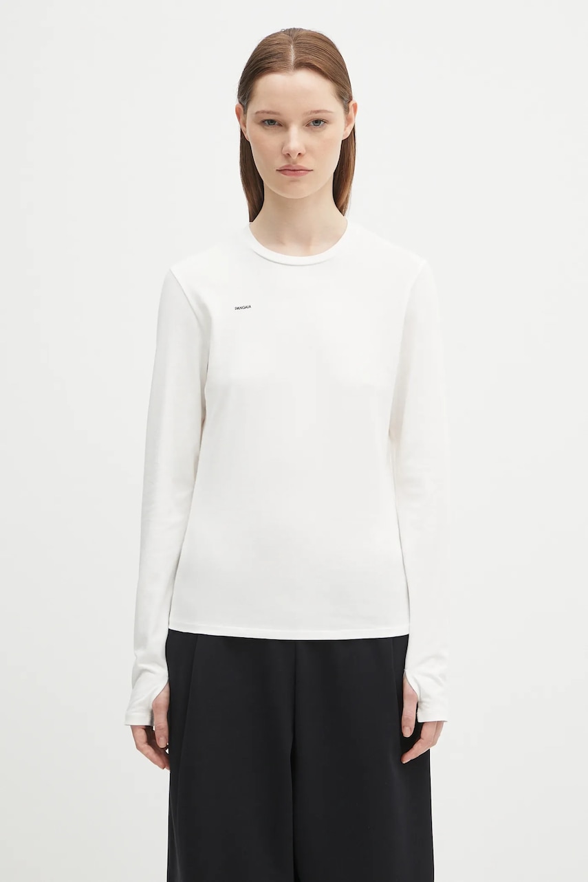 Tričko s dlouhým rukávem Pangaia Cotton-Stretch Long-Sleeved Top bílá barva, 10002429