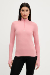 Tričko s dlouhým rukávem Pangaia Plant-Stretch Zipped Long Sleeve Top dámské, růžová barva, 10002426
