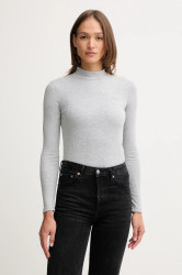 Tričko s dlouhým rukávem Pepe Jeans šedá barva, s pologolfem, PL5000042