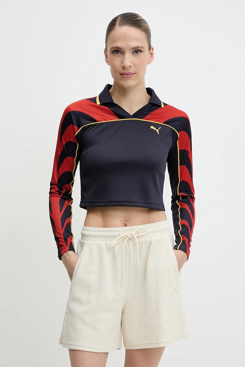 Tričko s dlouhým rukávem Puma tmavomodrá barva, 629789