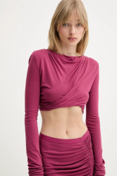 Tričko s dlouhým rukávem Rick Owens Lilies růžová barva, LI01E4204RV