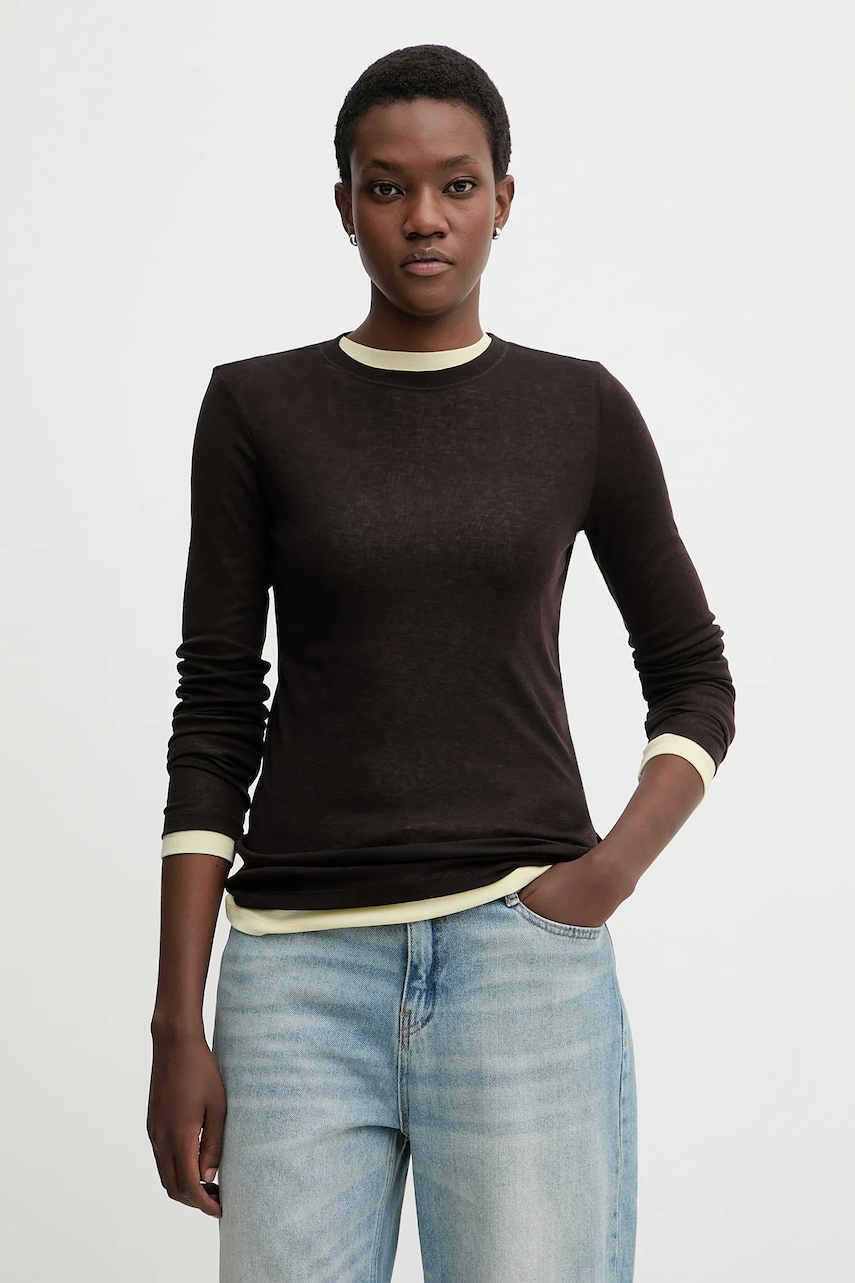 Tričko s dlouhým rukávem s přídavkem vlny Miss Sixty 2-pack hnědá barva, 6S3SJ3360A