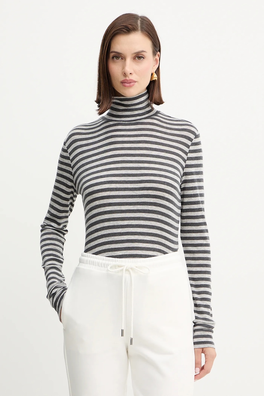 Tričko s dlouhým rukávem s přídavkem vlny MM BLASY šedá barva, s golfem, 2526946028600