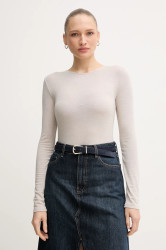 Tričko s dlouhým rukávem s příměsí vlny Mos Mosh PETRI béžová barva, 172880