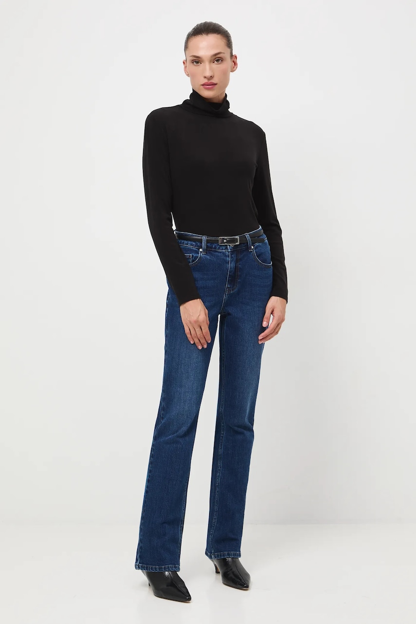 Tričko s dlouhým rukávem s vlnou Medicine černá barva, s golfem