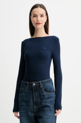 Tričko s dlouhým rukávem Tommy Hilfiger tmavomodrá barva, WW0WW47309
