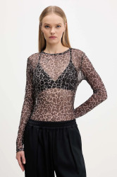 Tričko s dlouhým rukávem Tommy Jeans hnědá barva, DW0DW21558