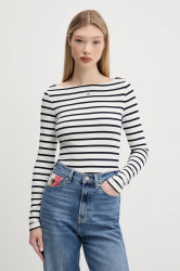 Tričko s dlouhým rukávem Tommy Jeans šedá barva, DW0DW21350
