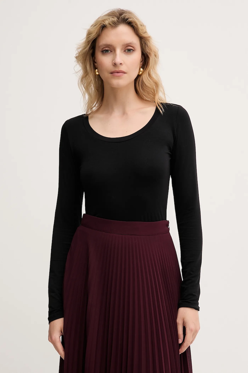 Tričko s dlouhým rukávem Twinset černá barva, 252LI2WBB