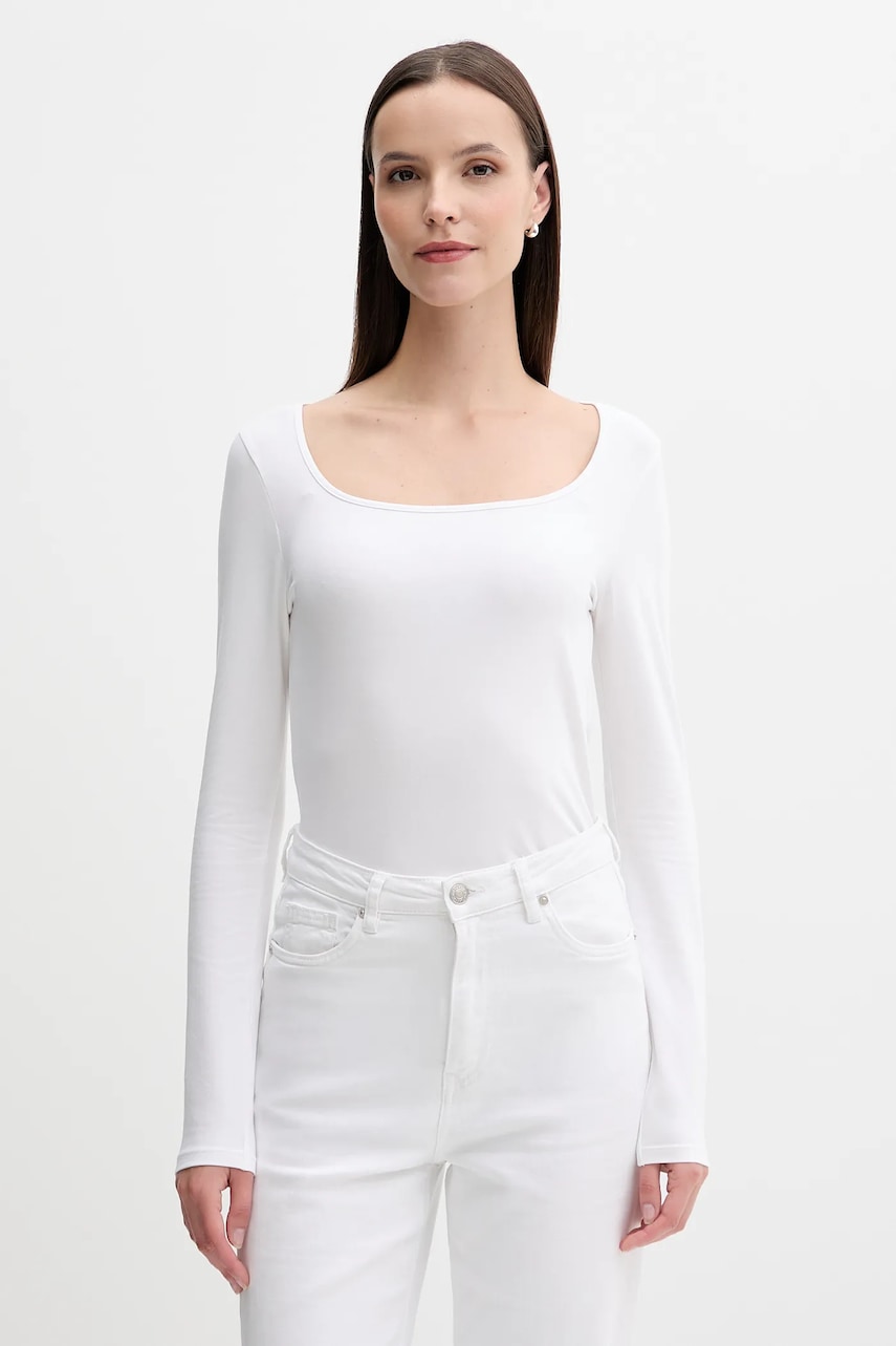 Tričko s dlouhým rukávem United Colors of Benetton bílá barva, 3FJHD10AQ