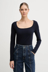 Tričko s dlouhým rukávem United Colors of Benetton tmavomodrá barva, 3FJHD10AQ