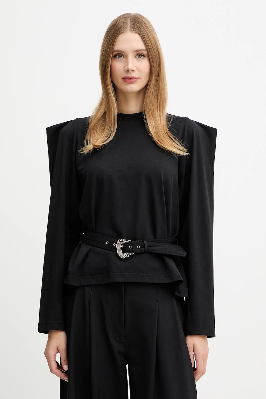 Tričko s dlouhým rukávem Versace Jeans Couture černá barva, 79HAH600 J0089