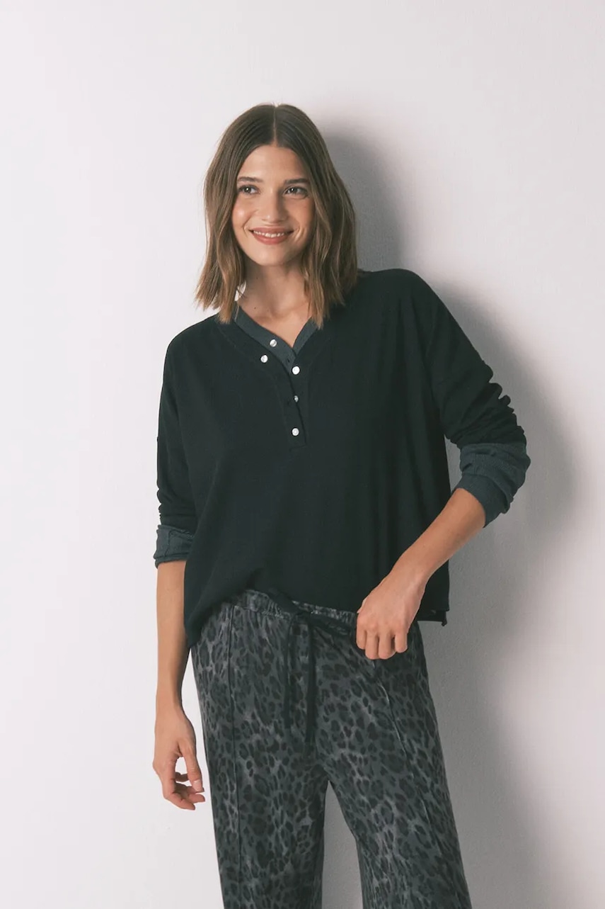 Tričko s dlouhým rukávem women'secret černá barva, 3272292