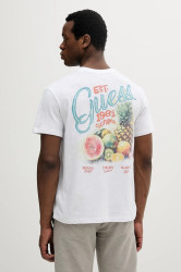 Tričko s příměsí lnu Guess pánské, bílá barva, M5GI21 KCT41