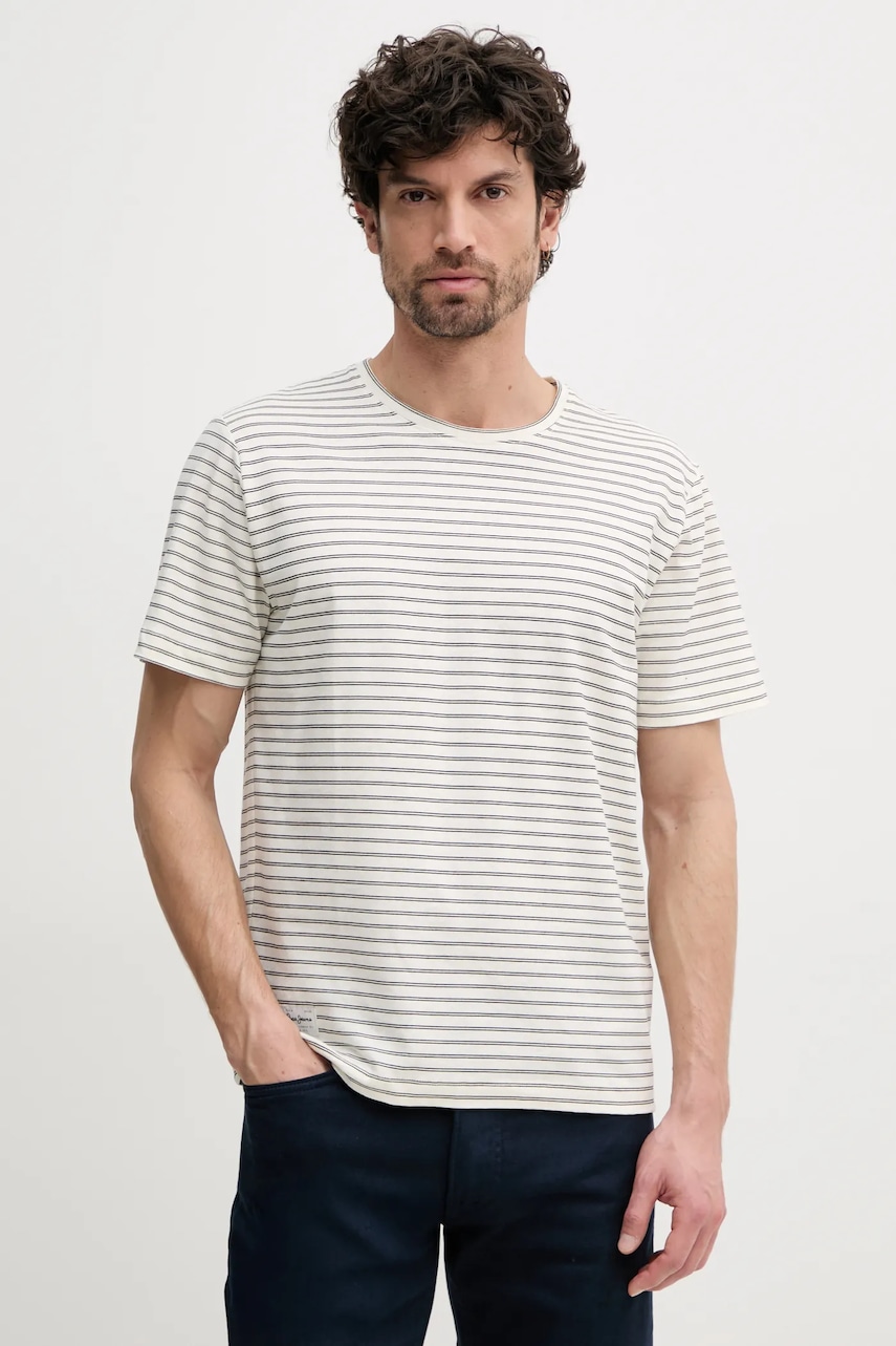Tričko s příměsí lnu Pepe Jeans WEST STRIPED PURNEY TEE