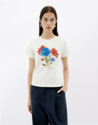 Tričko Thinking MU Blurry Flower Ida T-Shirt WHITE