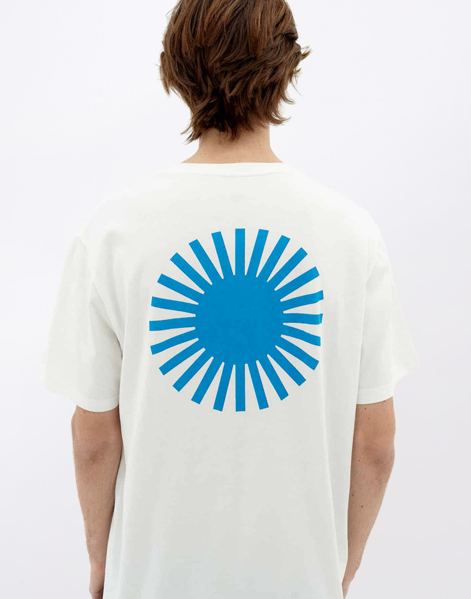 Tričko Thinking MU White T-Shirt Sun Blue Back WHITE