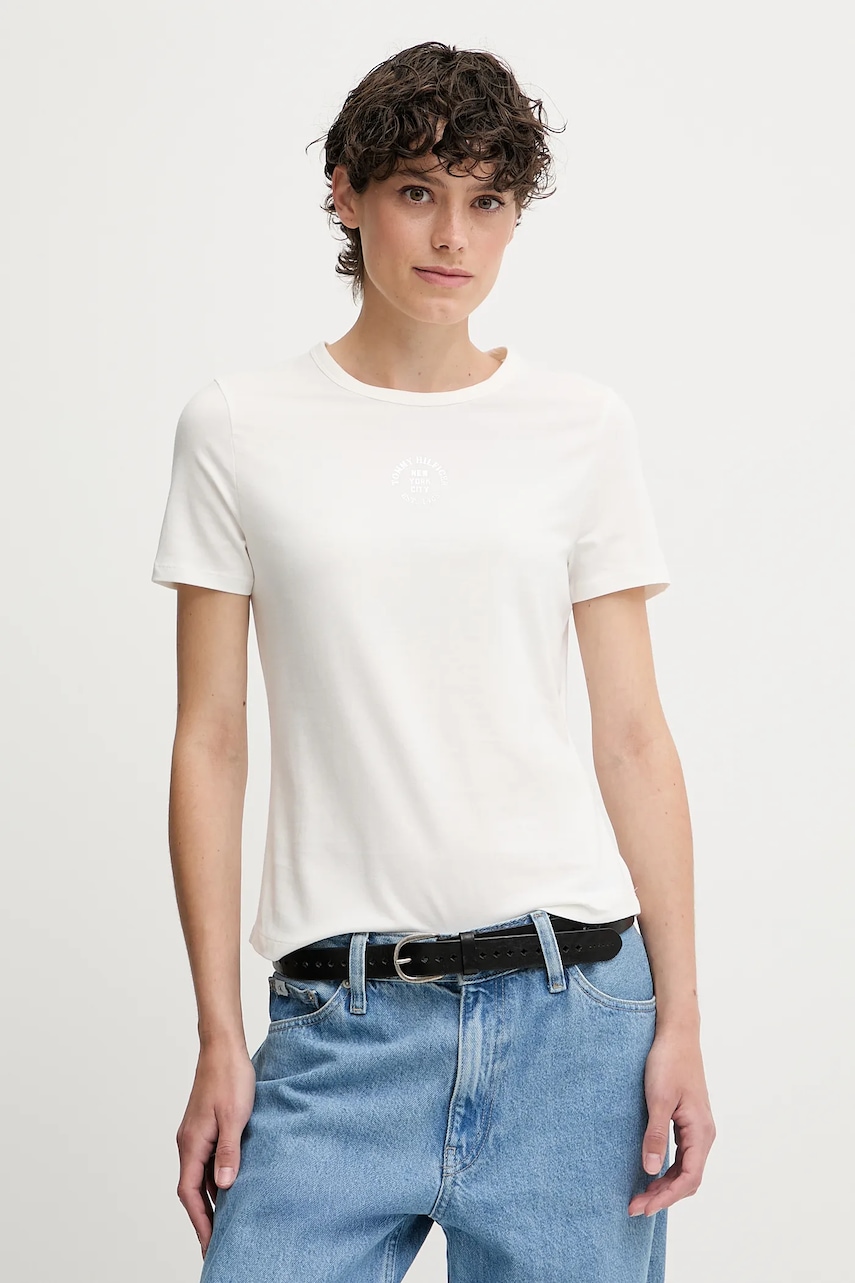Tričko Tommy Hilfiger dámské, bílá barva, WW0WW45809