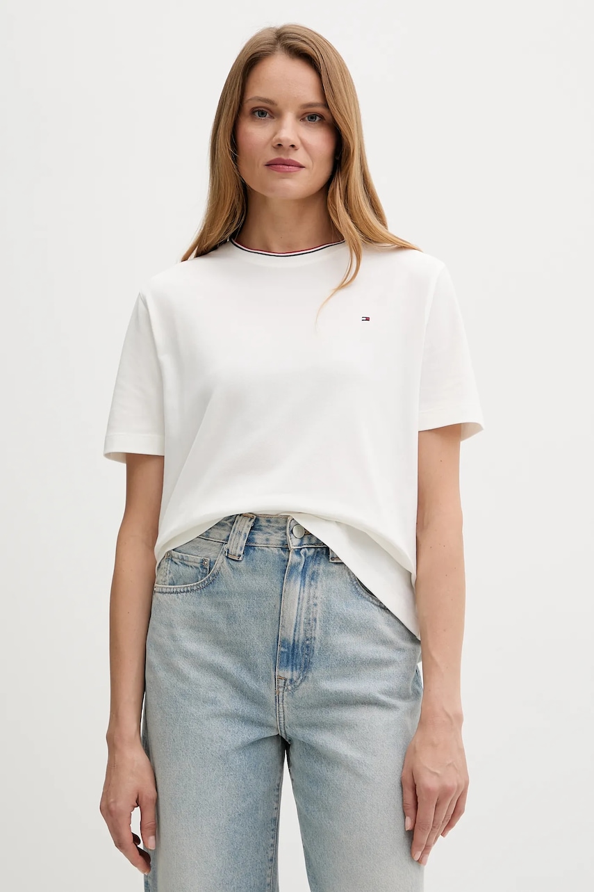 Tričko Tommy Hilfiger dámské, bílá barva, WW0WW47310