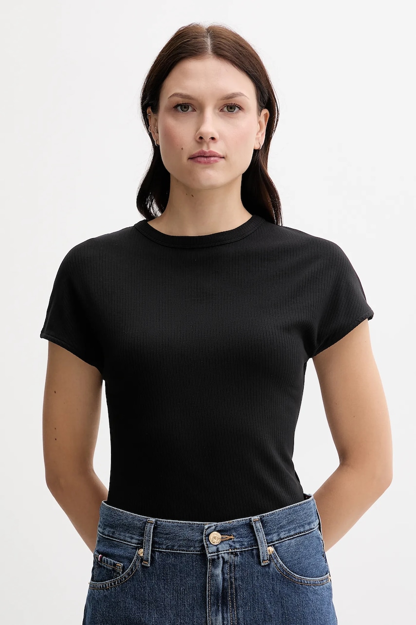 Tričko Tommy Hilfiger dámské, černá barva, WW0WW45731