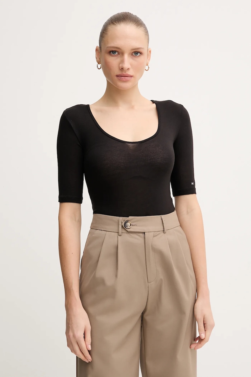 Tričko Tommy Hilfiger dámské, černá barva, WW0WW46116