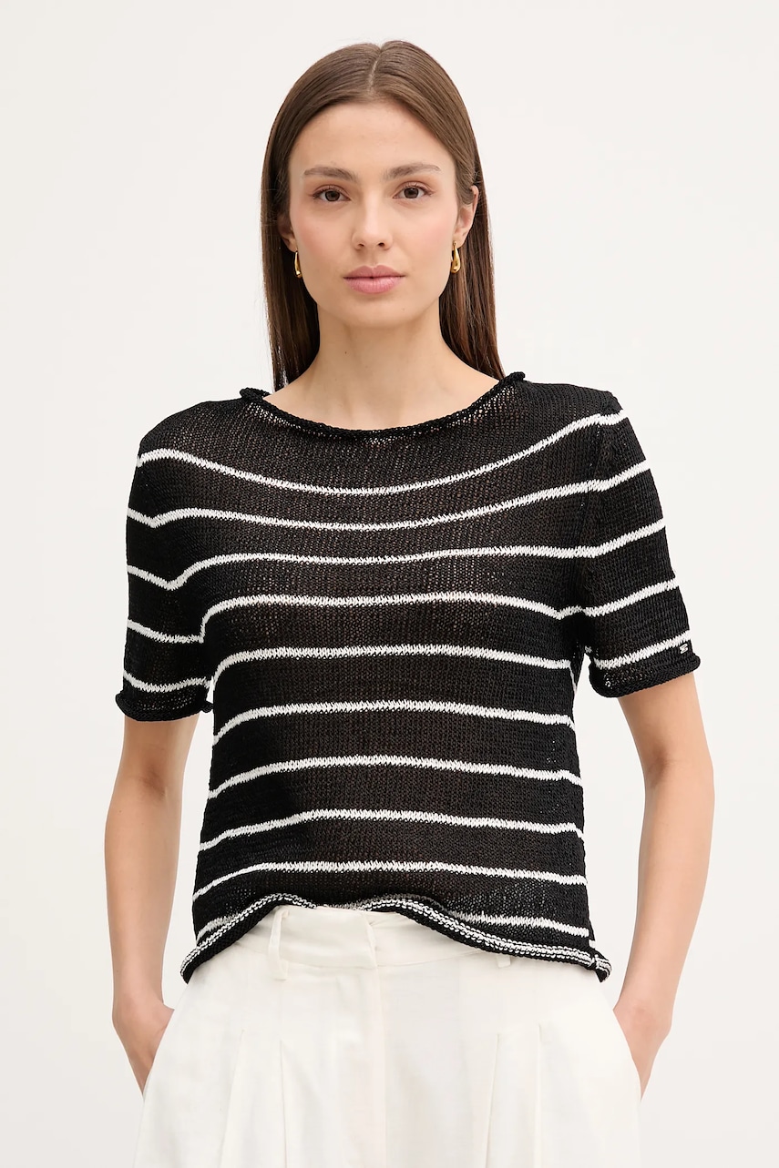 Tričko Tommy Hilfiger dámské, černá barva, WW0WW46522