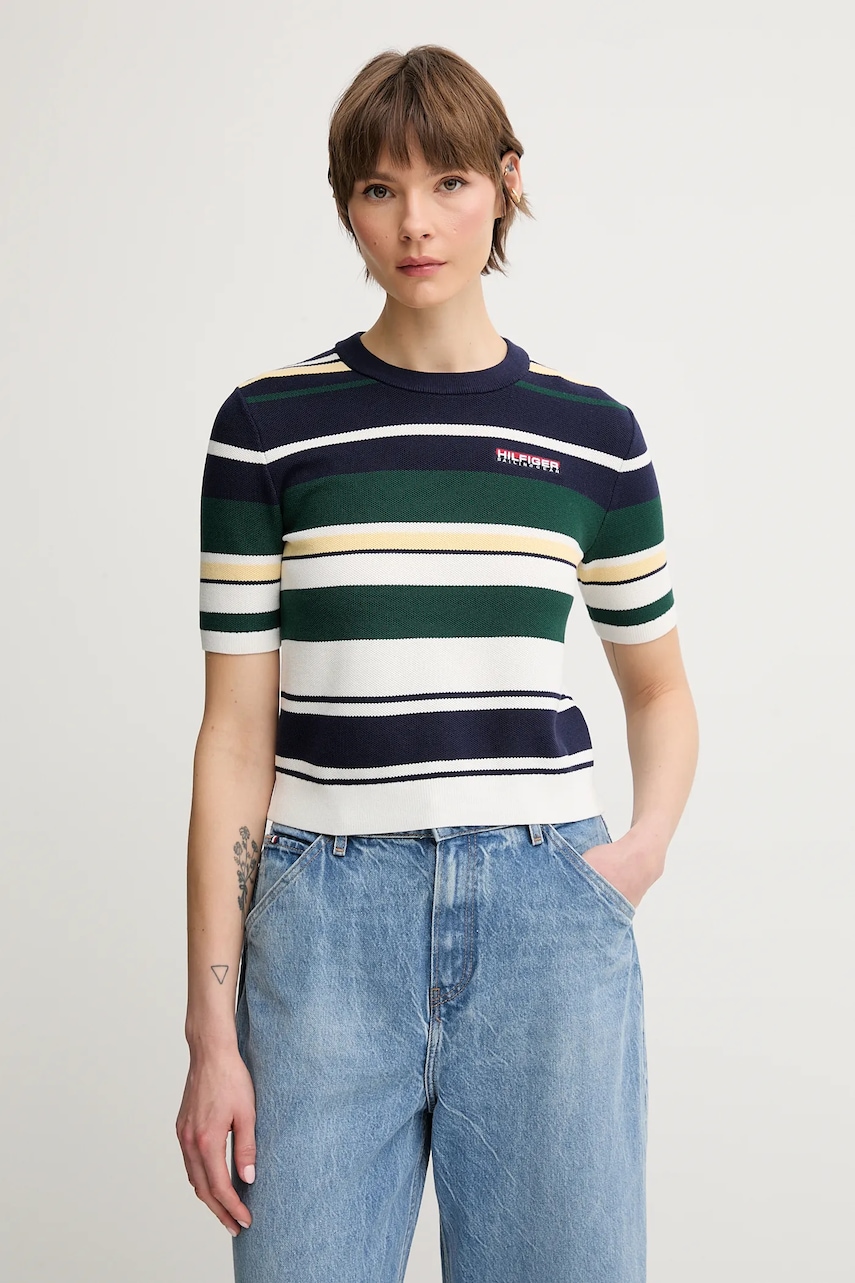 Tričko Tommy Hilfiger SAILING dámské, tmavomodrá barva, WW0WW45596