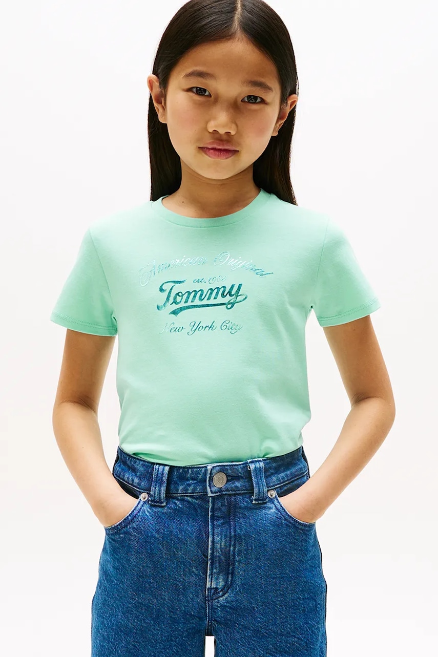 Tričko Tommy Hilfiger tyrkysová barva, KG0KG08636