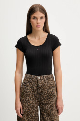Tričko Tommy Jeans dámské, černá barva, DW0DW21570