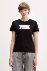 Tričko Tommy Jeans dámské, černá barva, DW0DW21956