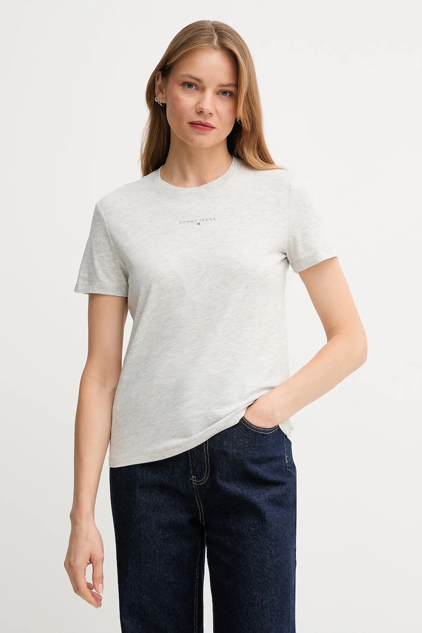 Tričko Tommy Jeans dámské, šedá barva, DW0DW21964