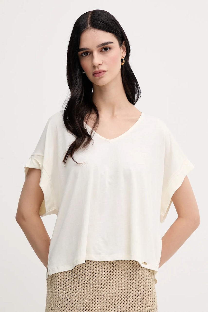 Tričko United Colors of Benetton dámské, béžová barva, 3Q225M005