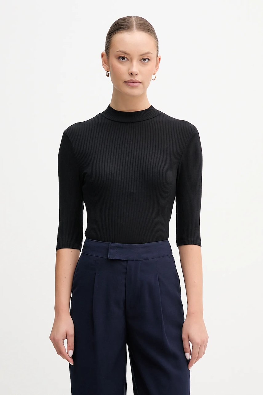 Tričko United Colors of Benetton dámské, černá barva, s pologolfem, 36K8D201B