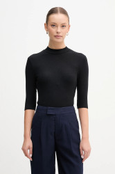 Tričko United Colors of Benetton dámské, černá barva, s pologolfem, 36K8D201B