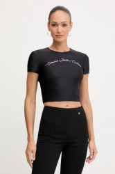 Tričko Versace Jeans Couture dámské, černá barva, 79HAH6A2 N0008