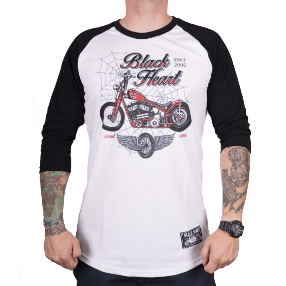 Triko s dlouhým rukávem BLACK HEART Red Baron Chopper bílá M