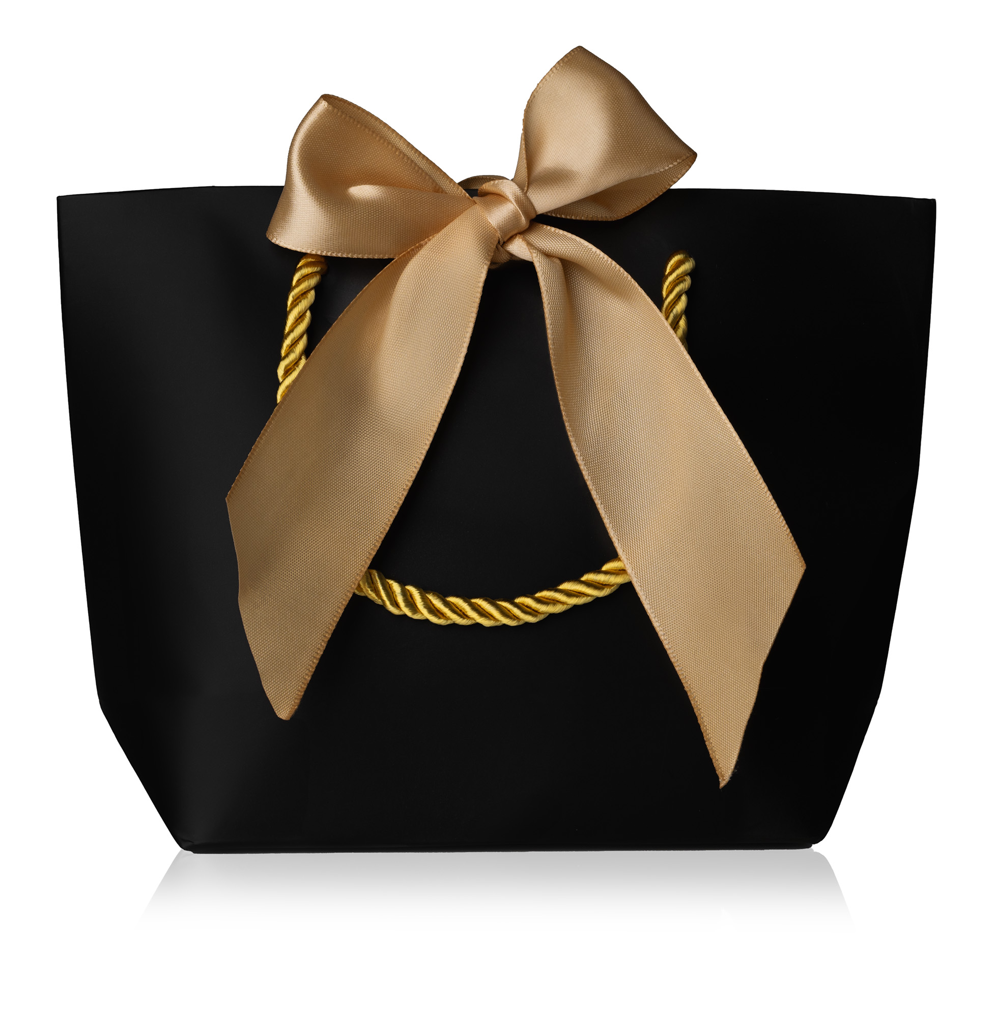 Troli Černá dárková taška se zlatou stuhou S