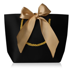 Troli Černá dárková taška se zlatou stuhou S