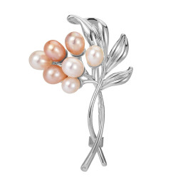 Troli Elegantní brož s umělými perlami Větvička Silver