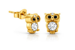 Troli Hravé pozlacené náušnice se zirkony Sova VGE782G-1
