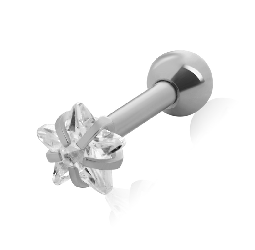 Troli Ocelová piercingová náušnice s krystalem Hvězdička