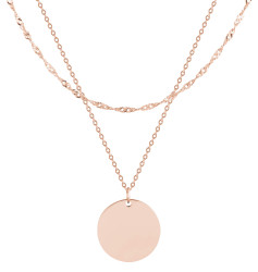 Troli Pozlacený dvojitý náhrdelník z oceli s kruhovým přívěskem