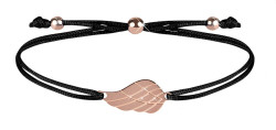 Troli Šňůrkový náramek s andělským křídlem černá/bronzová