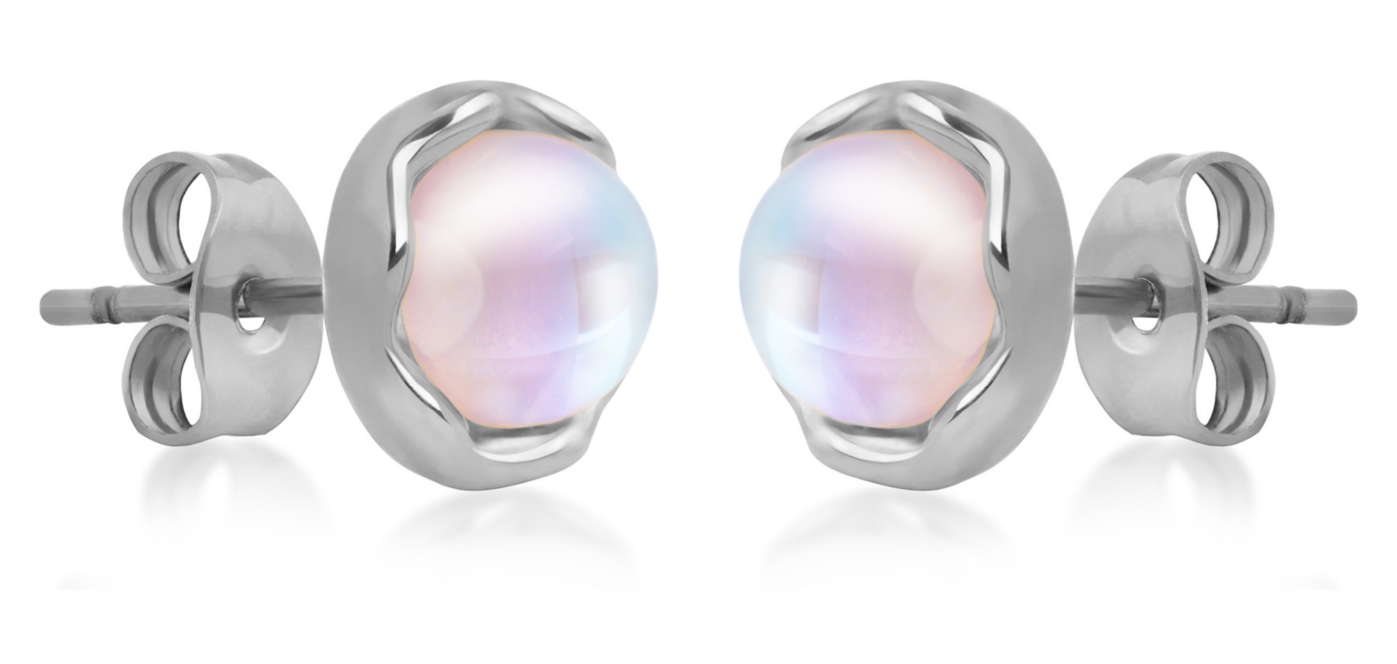 Troli Třpytivé ocelové náušnice se syntetickým měsíčním kamenem